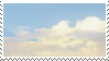 A stamp with cloudy pale yellow and blue sky