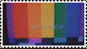 A stamp with a rainbow no signal monitor